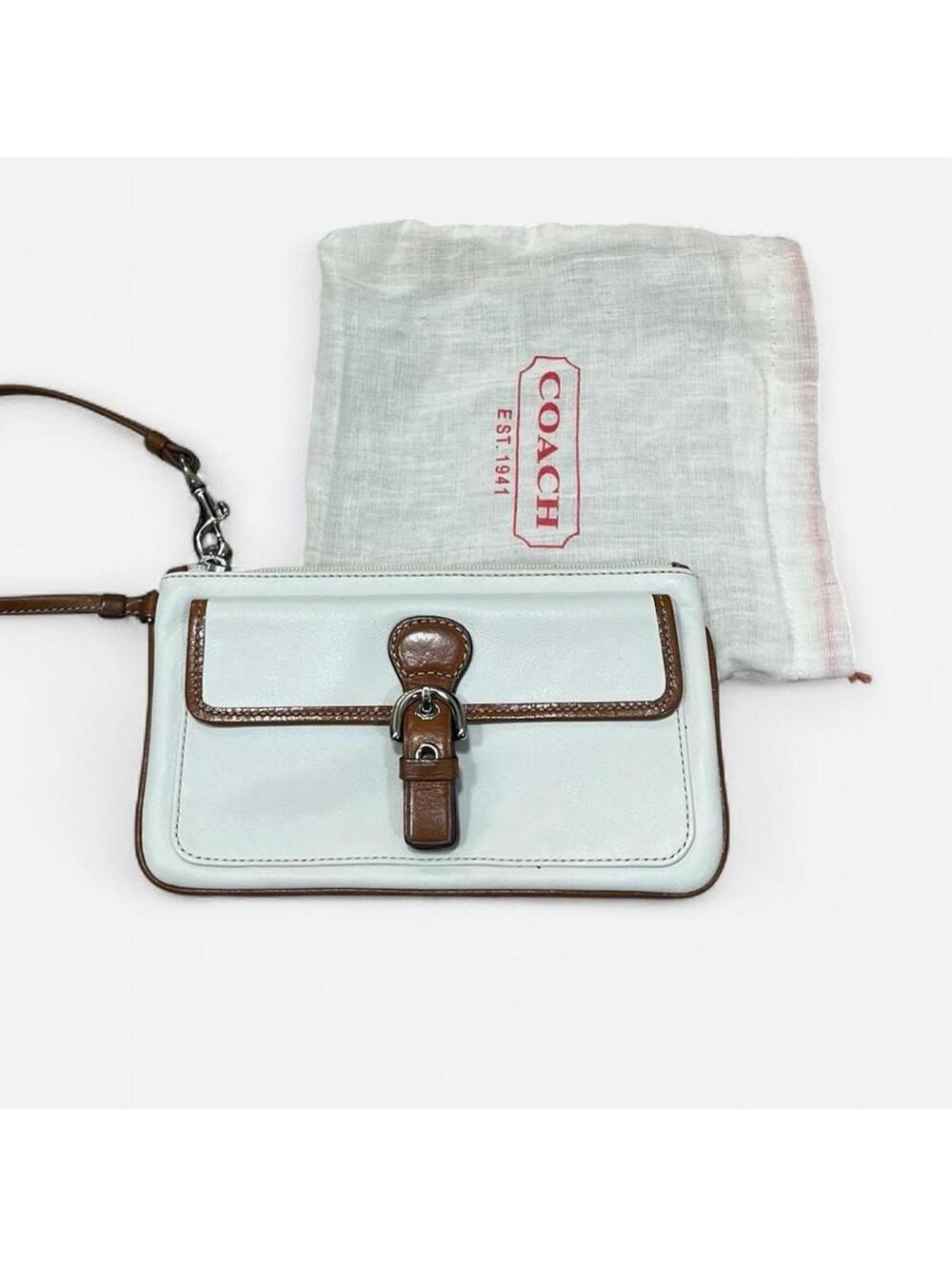 Vintage Coach white leather wristlet